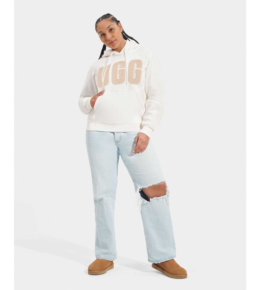 Femme UGG Collection RTW | Rey Uggfluff - Sweat à capuche avec logo Nimbus / Sable