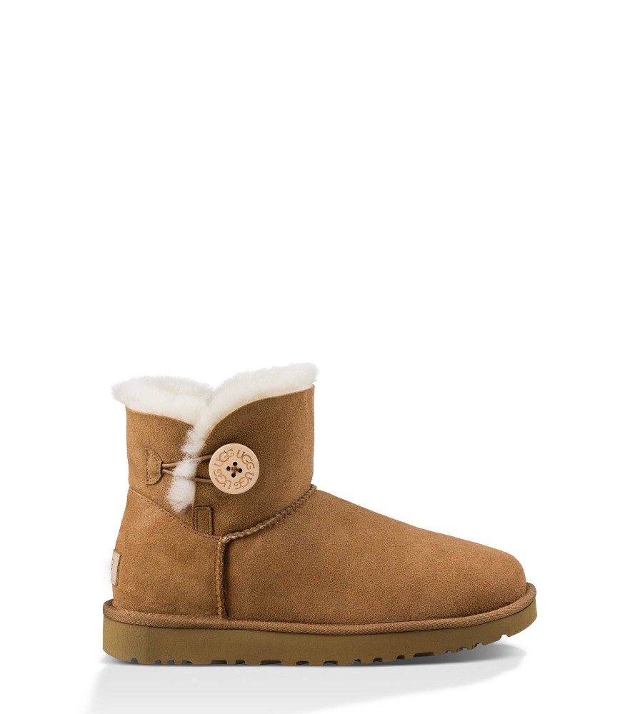 Femme UGG Bottes Classiques | Mini Bailey Button II, Ugg châtaigne